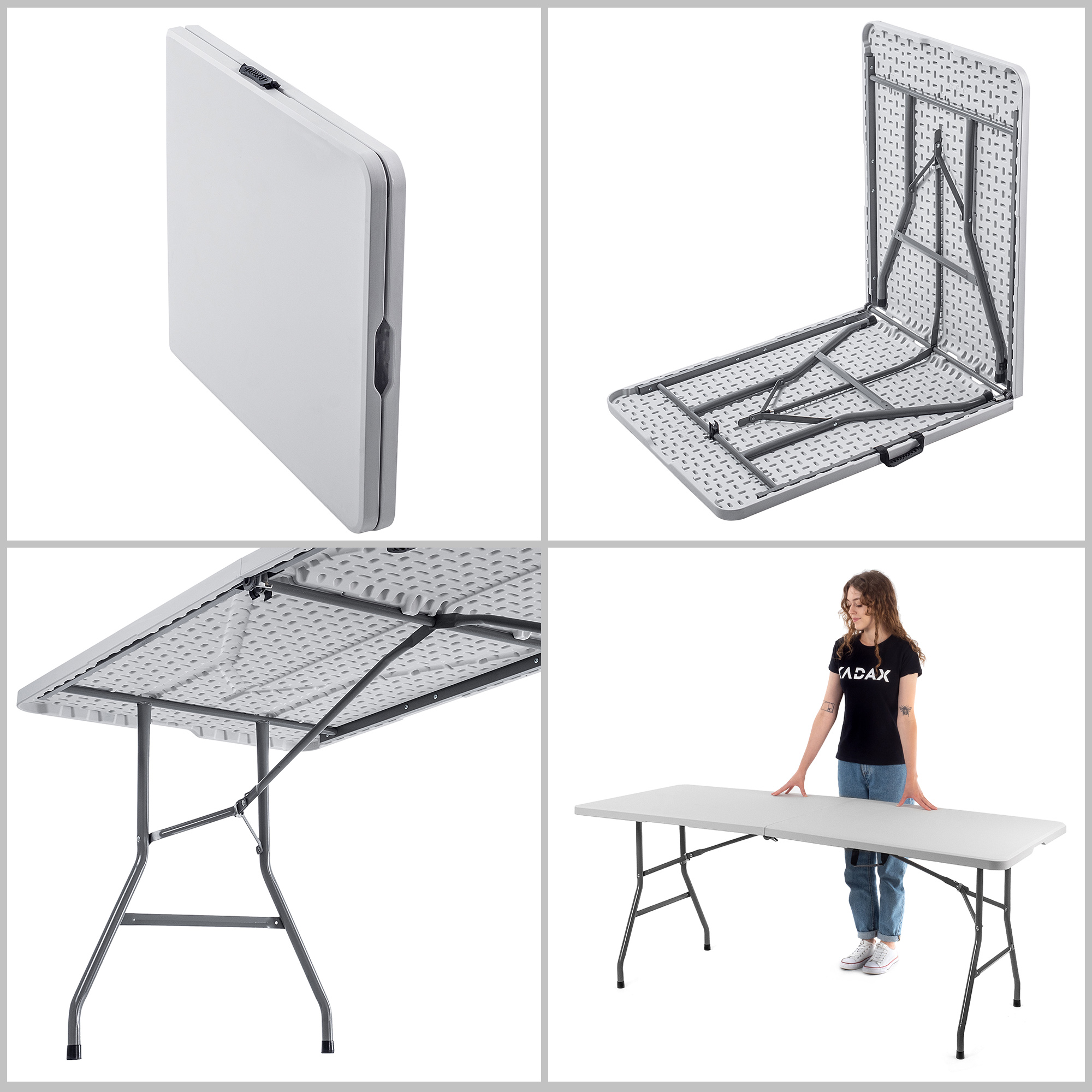 STÓŁ OGRODOWY SKŁADANY CATERINGOWY BANKIETOWY ROZKŁADANY 180 x 73cm WALIZKA - 4