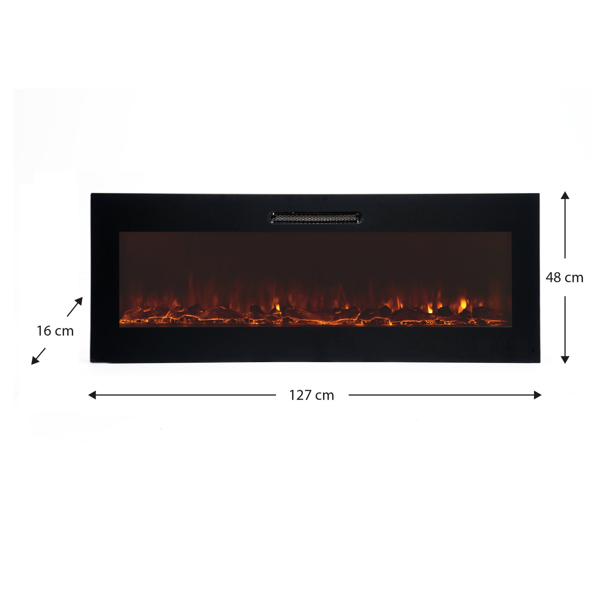 Cheminée Électrique Murale Encastrable 2000W Kekai Oregon 127x16x48 cm Noir avec Simulation de Feu Télécommande pour Intérieur - 4
