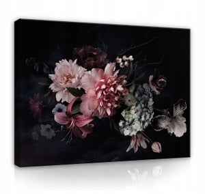 Tableau Toile 45x30 Cm Pivoines Roses - Impression Non Tissée, Bords Imprimés - 2 Pièces Pour Décoration Murale