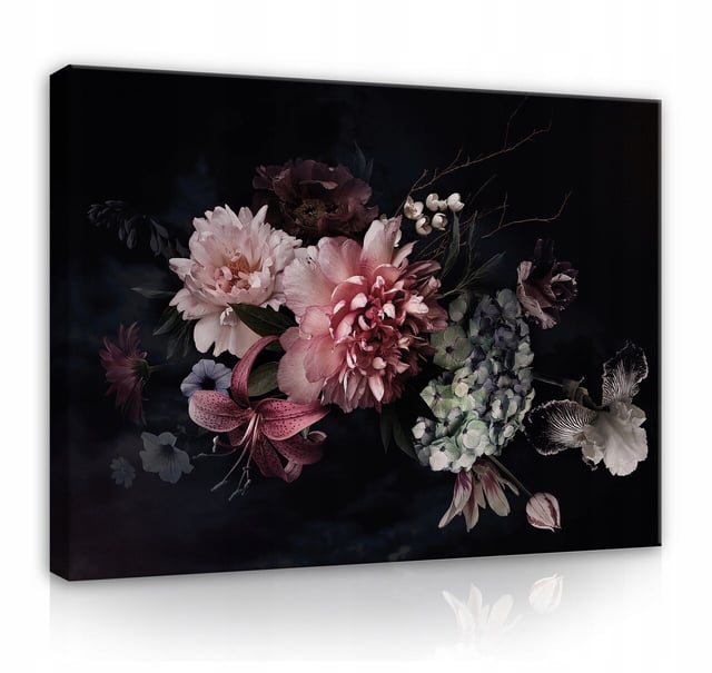 Impression sur Toile Fleurs Noir Moderne 100x75 cm XXL Tableau Décoration Murale Intissée pour Salon Chambre pret a accroche