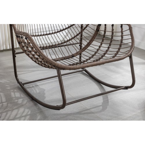Fauteuil à Bascule Œuf en Résine Tressée, Chaise Rocking Extérieur Intérieur avec Coussin Épais, Grand Confort, Gris Foncé - 6