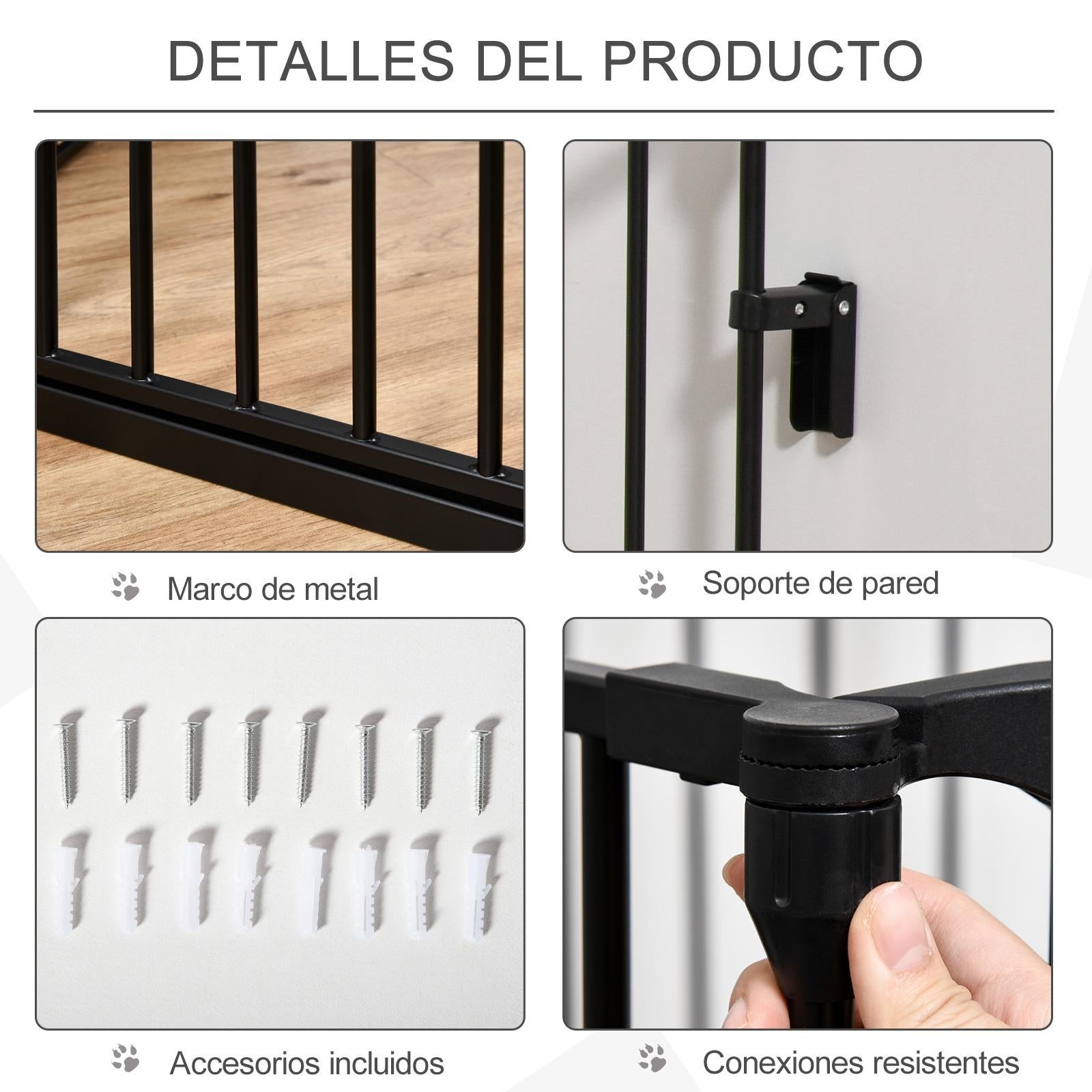 Barrera de Seguridad PawHut Metal, Plástico Negro 300x74.5 cm - 7