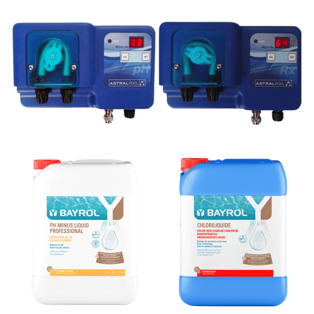 Pack Régulateur automatique pH et Chlore ASTRALPOOL + 1 Bidon 20 L Chloriliquide + 1 Bidon pH Minus Liquid Domestic 20 L BAYROL - 2