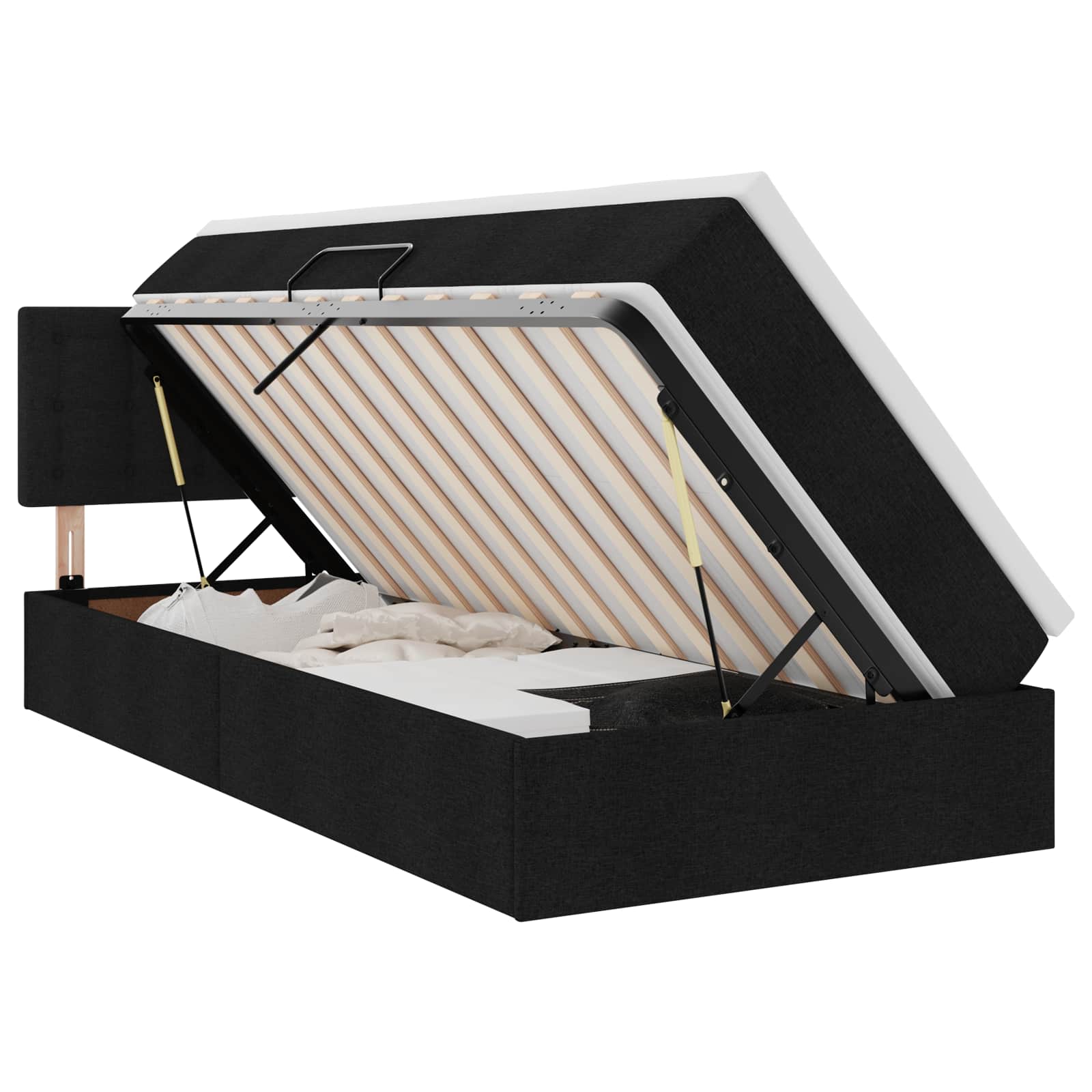 Lit avec rangement et matelas Noir 90 x 200 cm Velours - 2