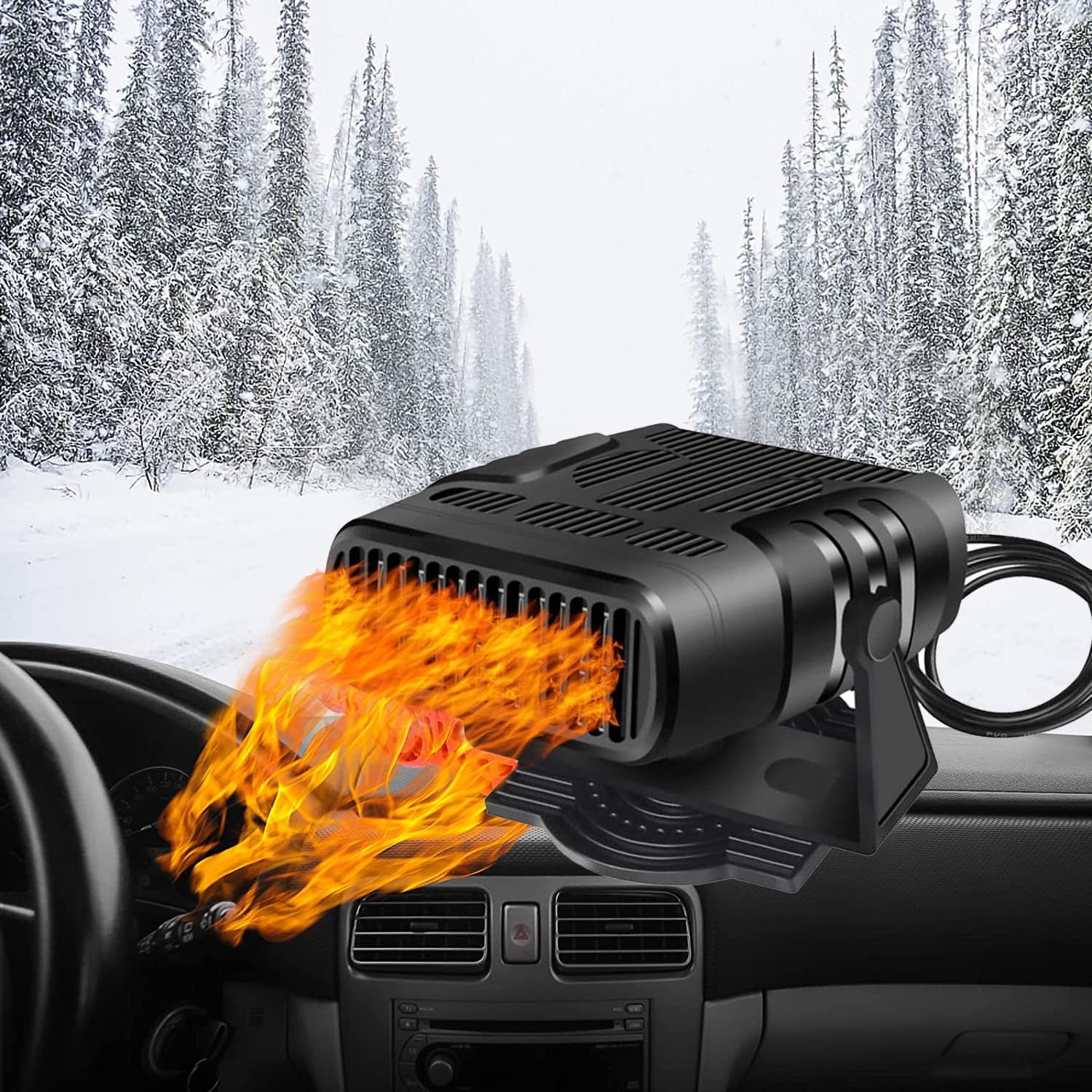 Przenośny podgrzewacz samochodowy 12 V, szybko nagrzewający się i odmrażający, regulowany w zakresie od 90° do 360°, z funkcją oczyszczania powietrza