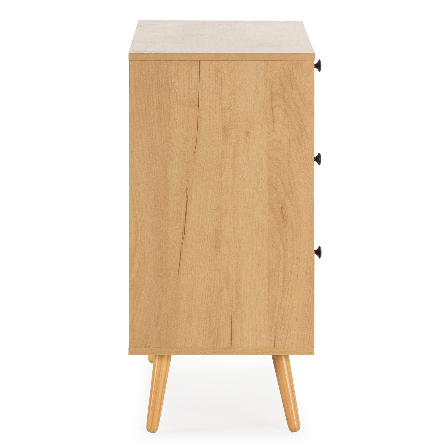 Commode Nuit Bella 3 Tiroirs Couleur Chêne avec Rotin Naturel - 3