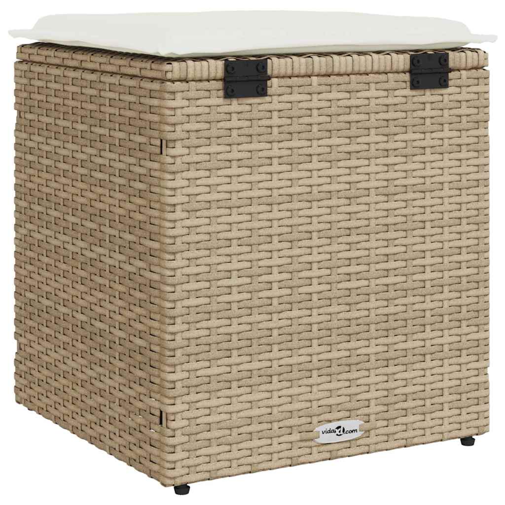Tabourets de jardin avec coussins lot de 2 beige résine tressée vidaXL - 8
