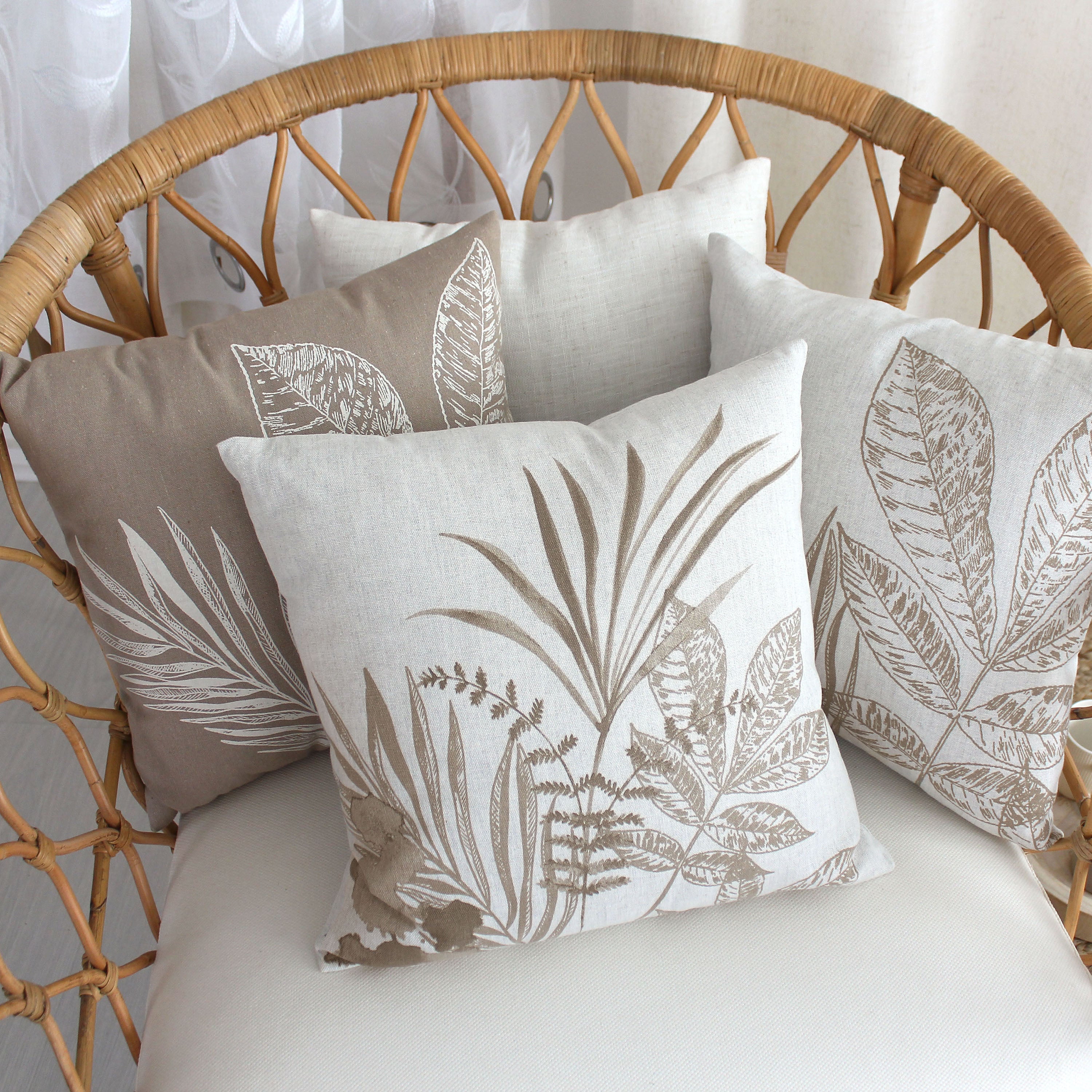 Lot de 2 Coussins déhoussables, carré 40x40cm, Collection Natura, CMADECO - Blanc - 6