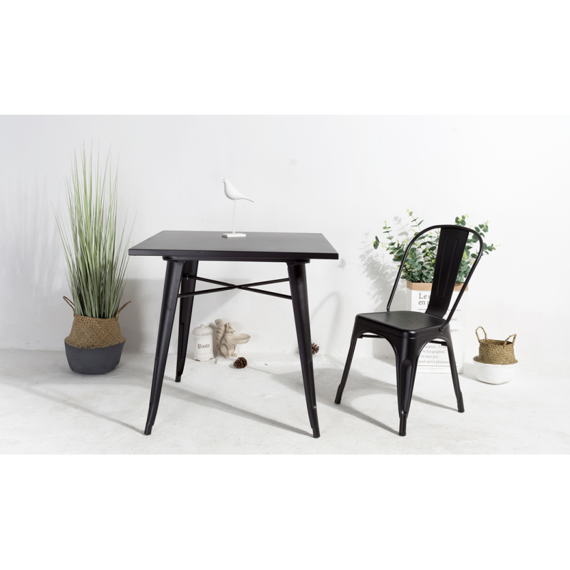 Lot de 4 chaises en métal noir mat - Style industriel - 9