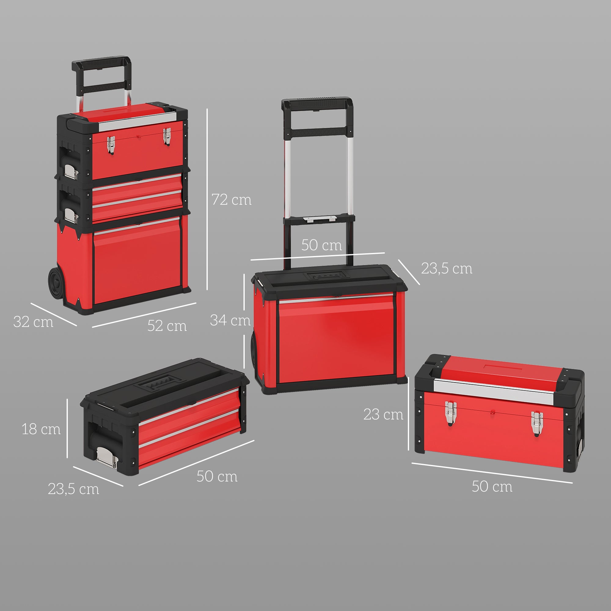 Lot de 3 boîtes à outils Acier HOMCOM - 3