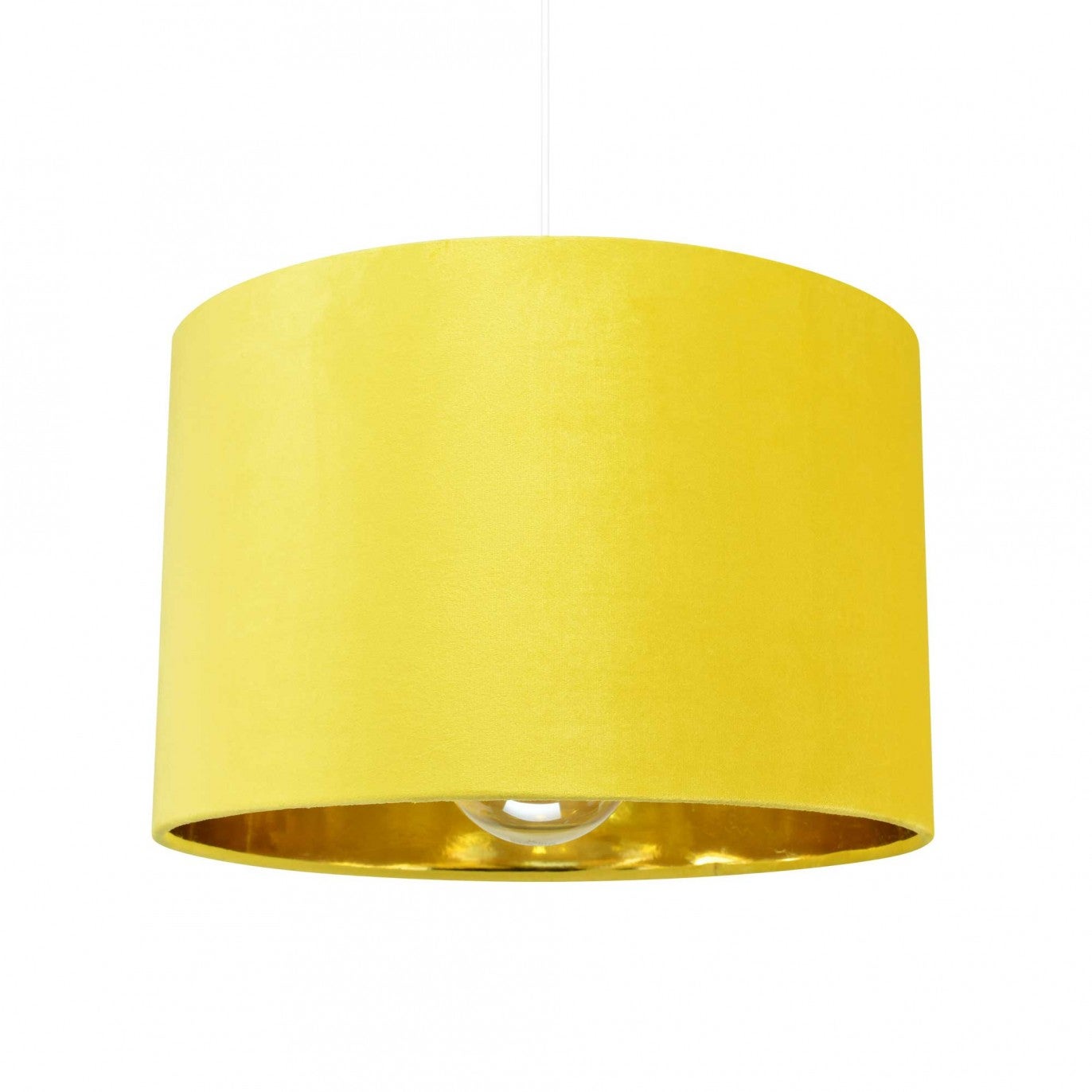 C-Création - Suspension cylindrique en tissu velours - VELOURS - Jaune - 3