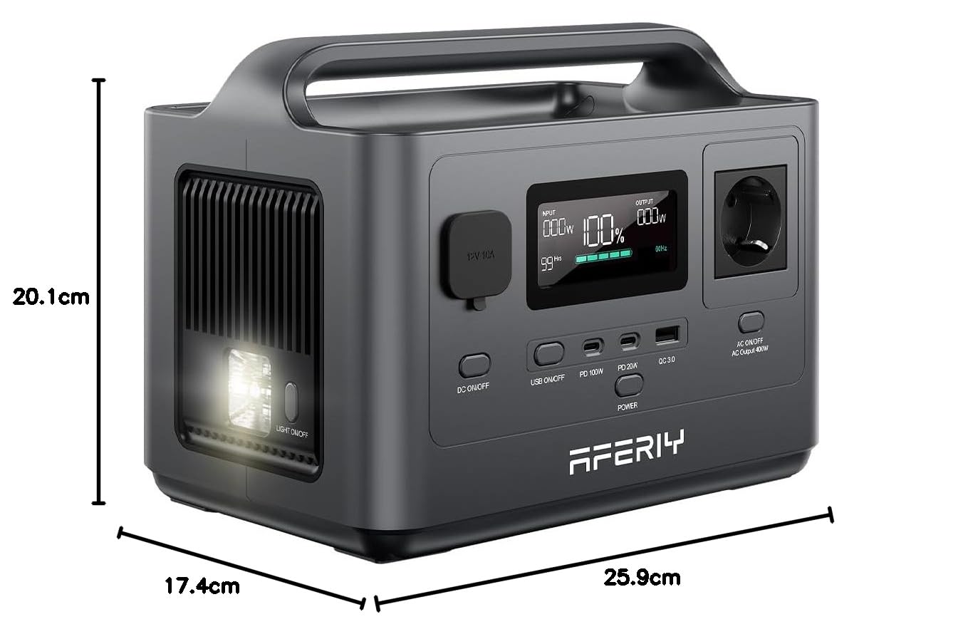 AFERIY Gerador Eletrico Portatil 400W Estacao Energia Movel 256Wh Bateria Portatil LFP UE 220V UPS Gerador Solar Caravana Camping - 9