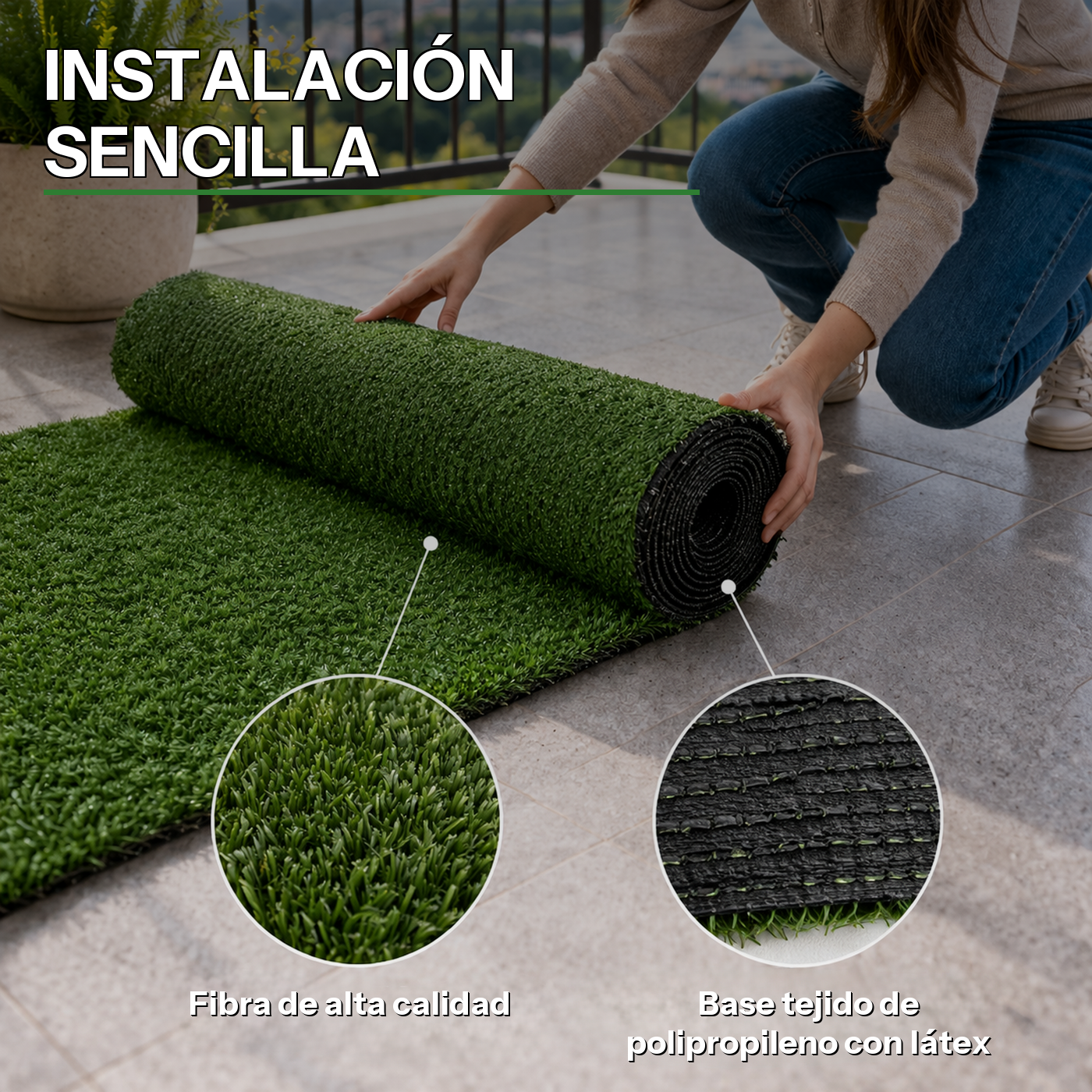 Rolo de grama artificial Nix Garden 5 mm tamanho 1x5 m (5 m²) - 5