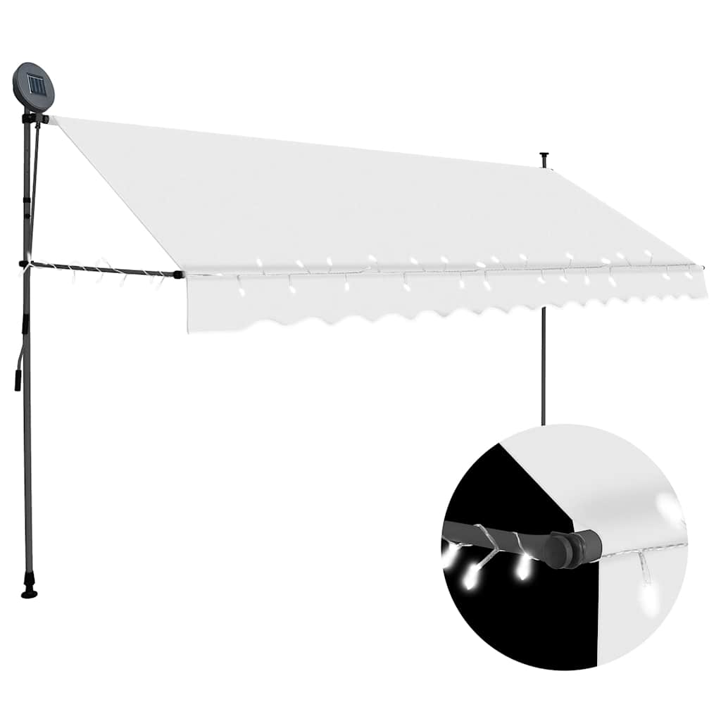 Ręcznie zwijana markiza z LED, 350 cm, kremowa vidaXL