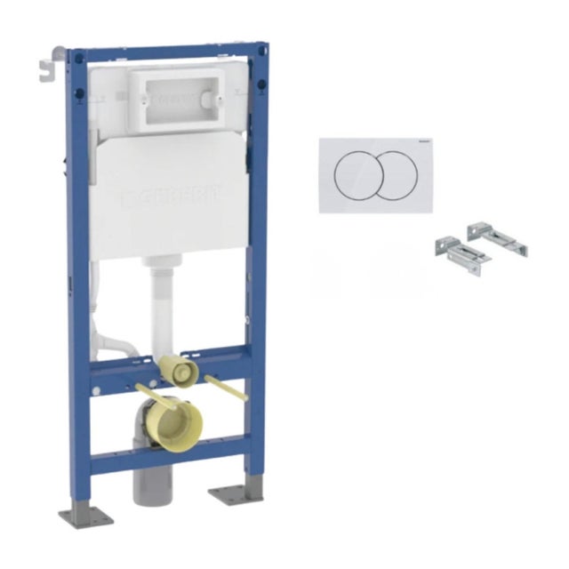 Pack bâti-support WC autoportant Geberit Duofix Delta 12 cm avec plaque Zero blanche