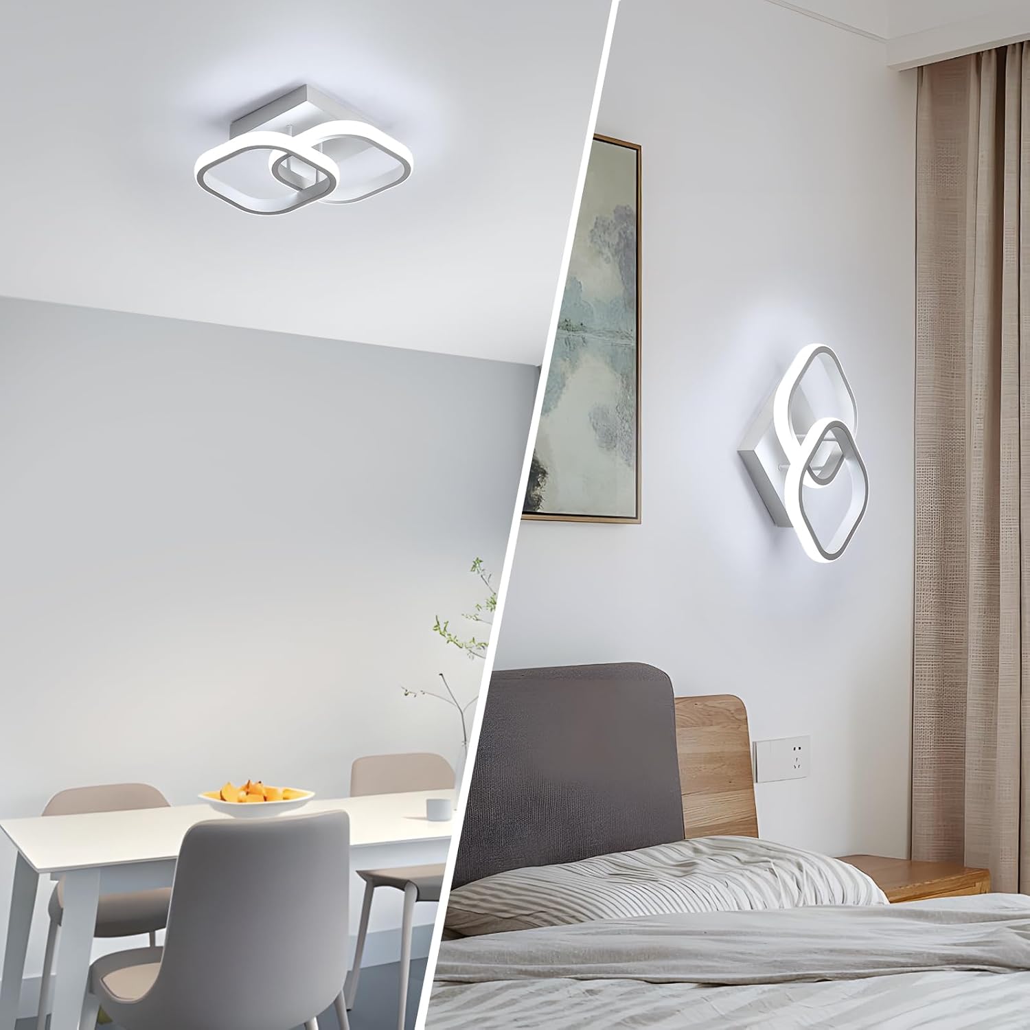 Plafonnier LED pour chambre à coucher, 22 W, 2&nbsp;550 lm, design moderne en acrylique, un couloir ou une cuisine, blanc froid 6&nbsp;500 K, diamètre 29 cm. - 3