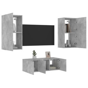 4 pz Mobili TV a Muro con LED | Mobile Porta TV | Supporto TV Bianchi in Legno Multistrato CFW91101 | Leroy Merlin