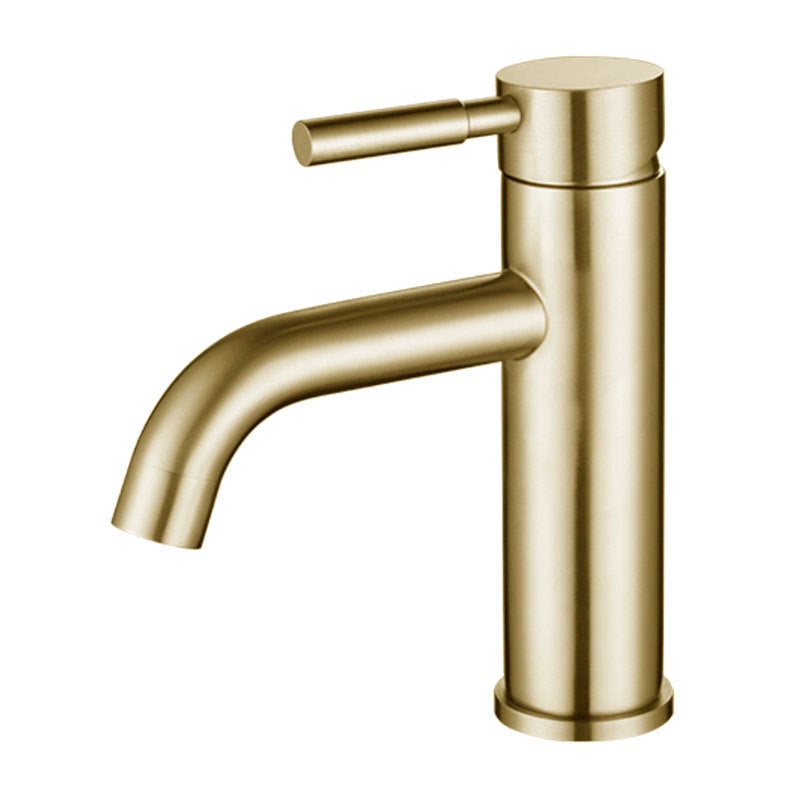 Bateria łazienkowa w kolorze szczotkowanego złota, bateria umywalkowa ze stali nierdzewnej z jednym otworem (złota)