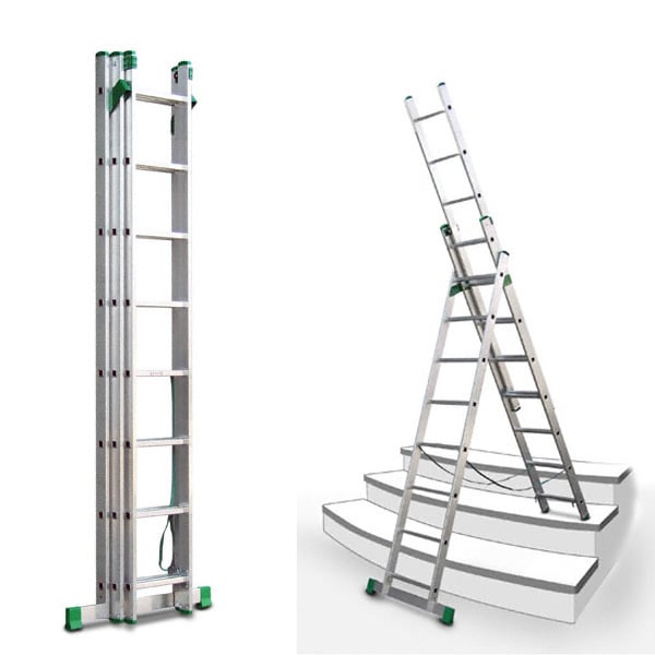 Echelle transformable 3 plans 3x7 barreaux - Longueur max. 3.99m - Sol plat - 7807