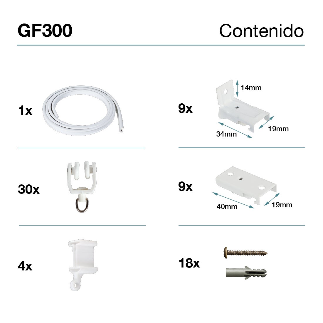 Trilhos para Cortinas Curvos para Teto, Calha Altamente Flexível e Resistente, Facilmente Ajustável a qualquer forma, CINTACOR Branco 300cm - 6