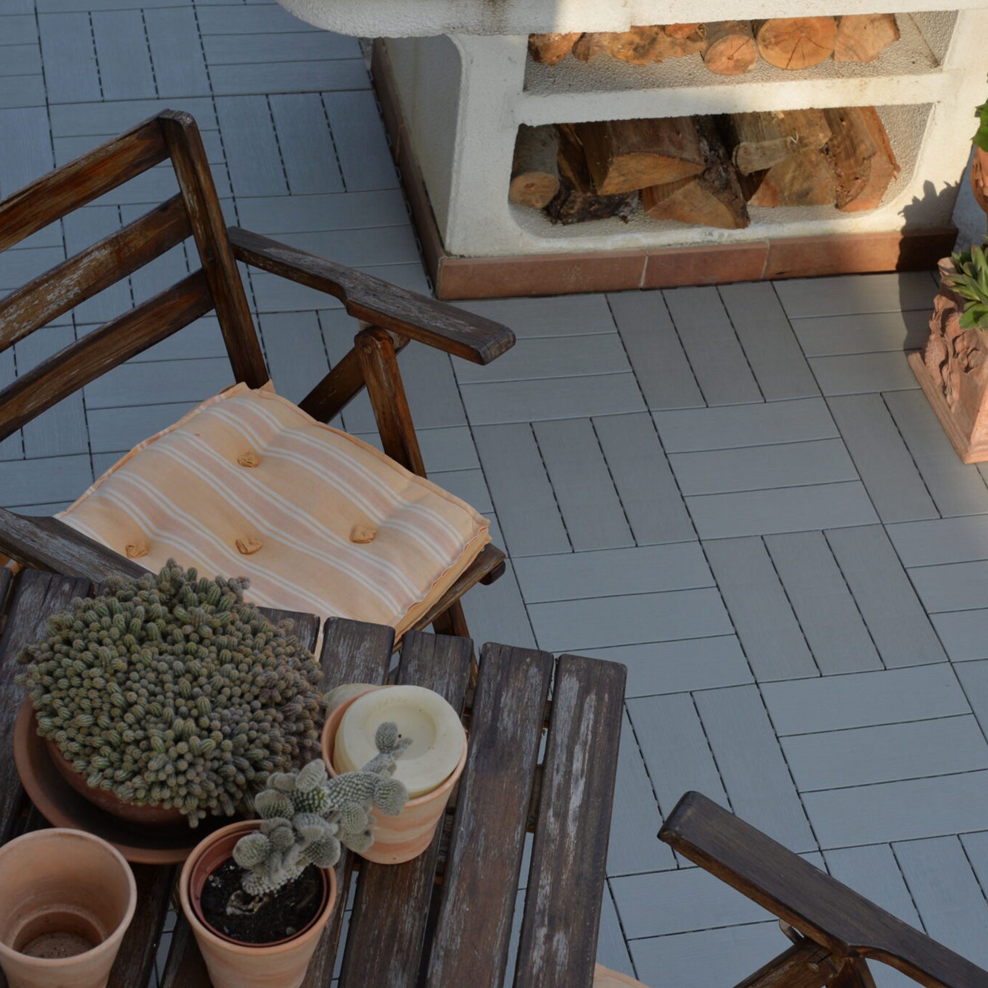 Dalle clipsable jardin finition bois 