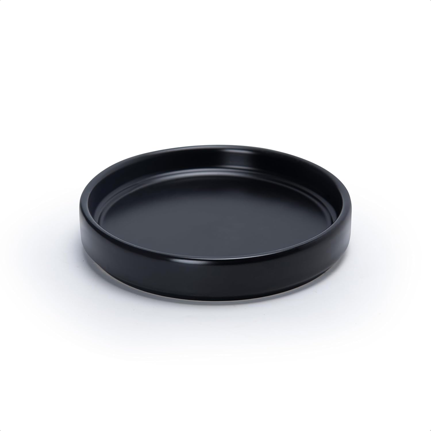 Czarna ceramiczna podstawka pod doniczkę, średnica zewnętrzna 15,5 cm, nadaje się do stosowania wewnątrz i na zewnątrz, 1 sztuka.