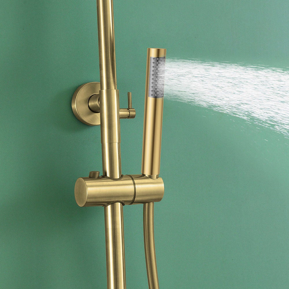 Columna De Ducha monomando redonda 78-125 cm acabado oro cepillado fabricado en latón - 6