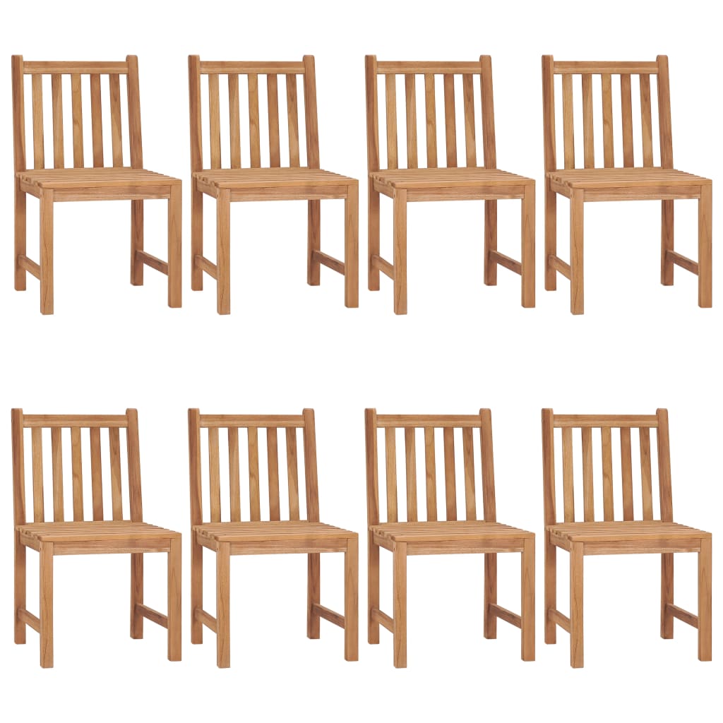 Chaises de jardin 8 pcs avec coussins Bois de teck massif - 2