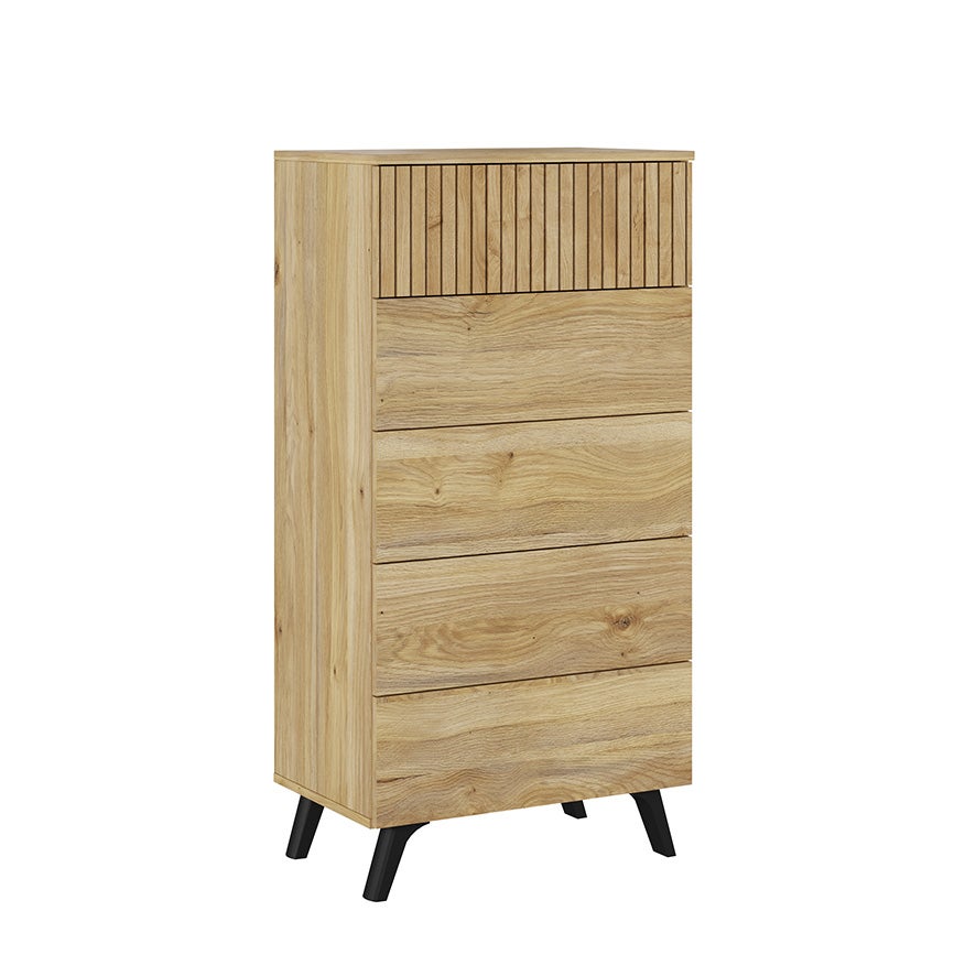 Meyvaser - Sinfonier con 5 Cajones y con Patas, Comoda Cajonera Dormitorio, Color Mauvella-rayas, 60cm (Ancho) x 118,5cm (Alto) x 37,8cm (Fondo) - 2