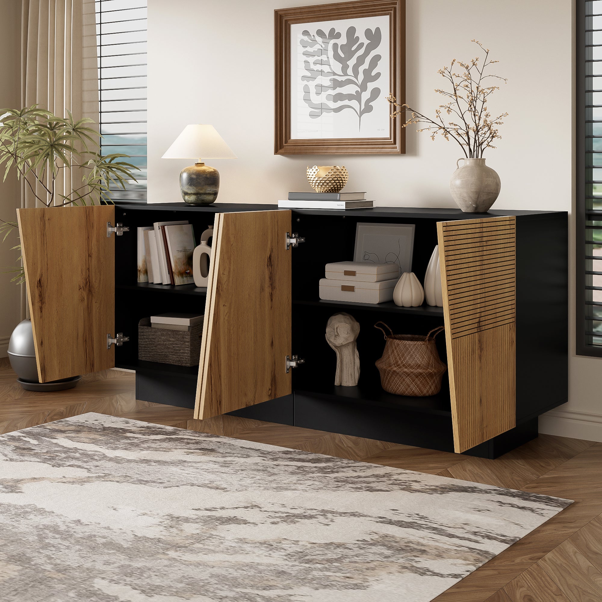 Komoda 160 cm z dużą ilością miejsca do przechowywania, jednostka do przechowywania, 160 x 40 x 72 cm - 2