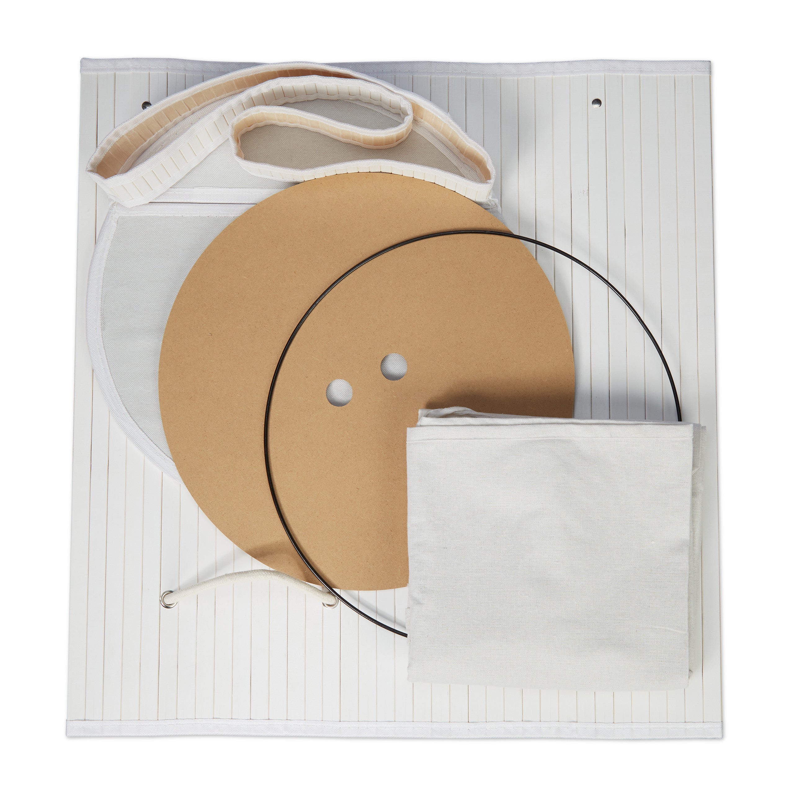 Panier à linge bambou, lot de 2, pliable, Corbeille à linge ronde, 65 L, Sac à linge, Ø 40 cm, blanc - 7