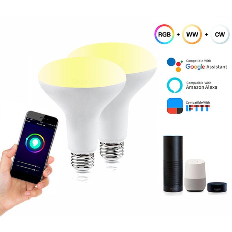 Lot de 2 Ampoules RGB Intelligente Wifi E27 Smart Bulb LED Ampoule