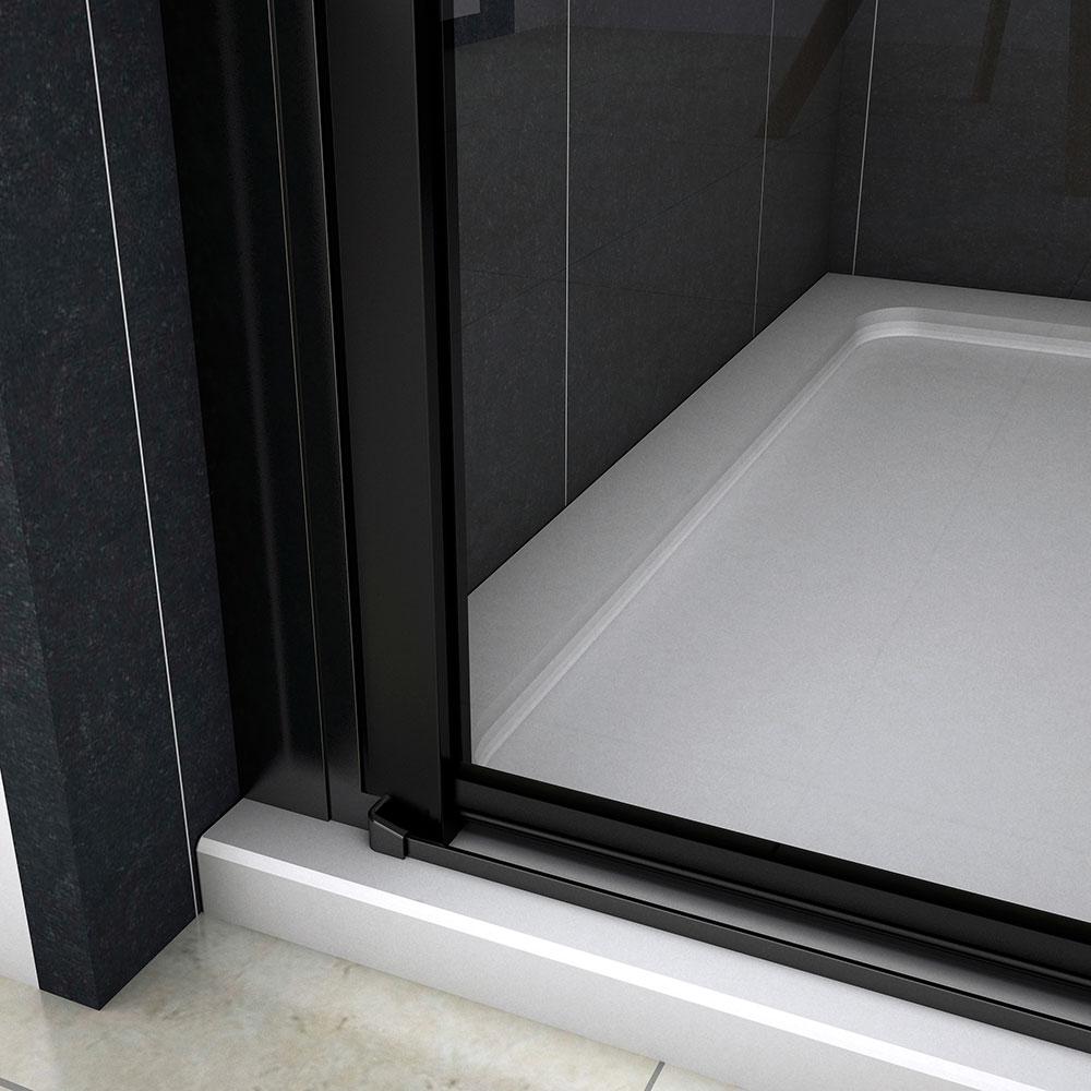 Océan Porte De Douche Battante Noire 80x200cm Profité Noir Et 8mm Anti-calcaire - 4