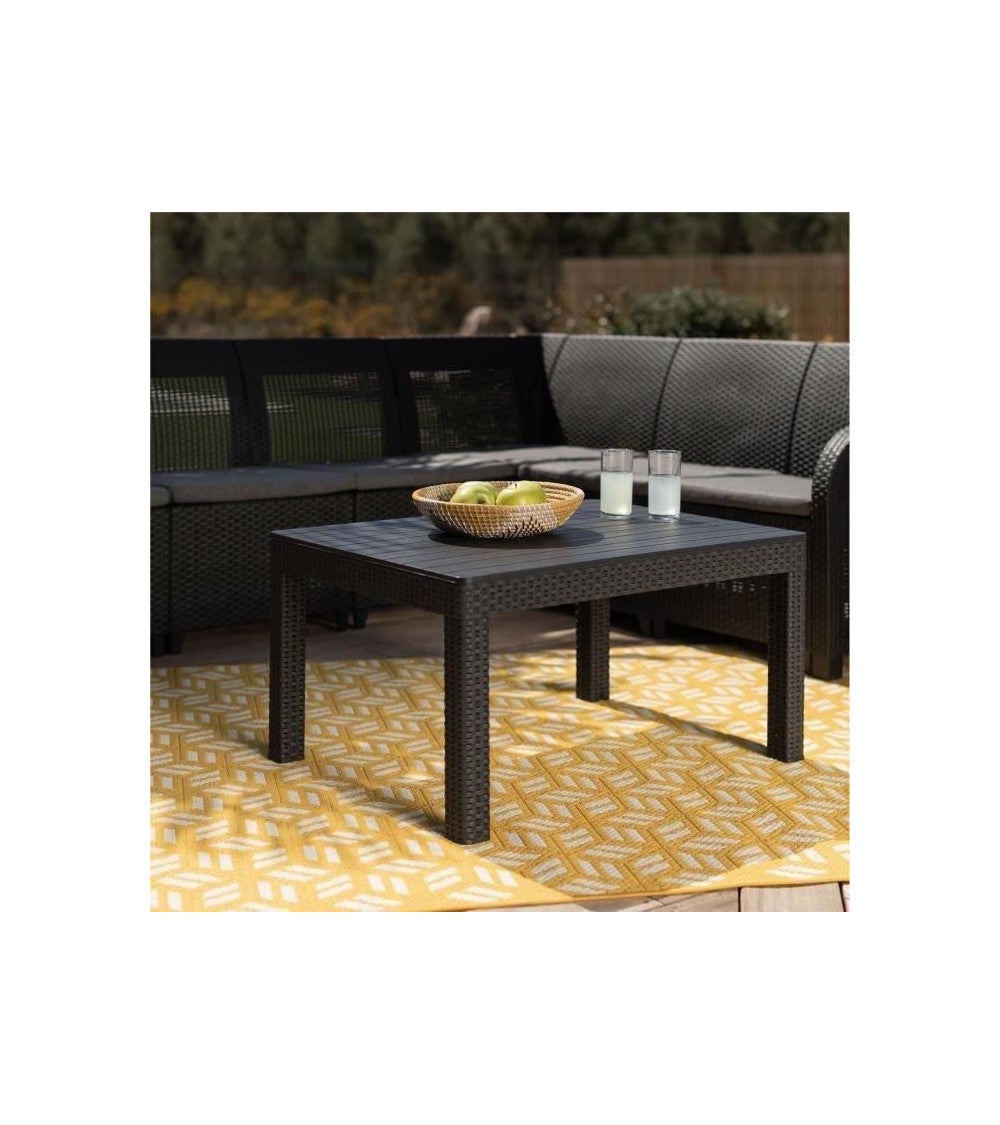 Canapé d'angle ALLIBERT by KETER - 6 personnes - Imitation rotin tressé avec table basse - Gris graphite - SanRemo - 3