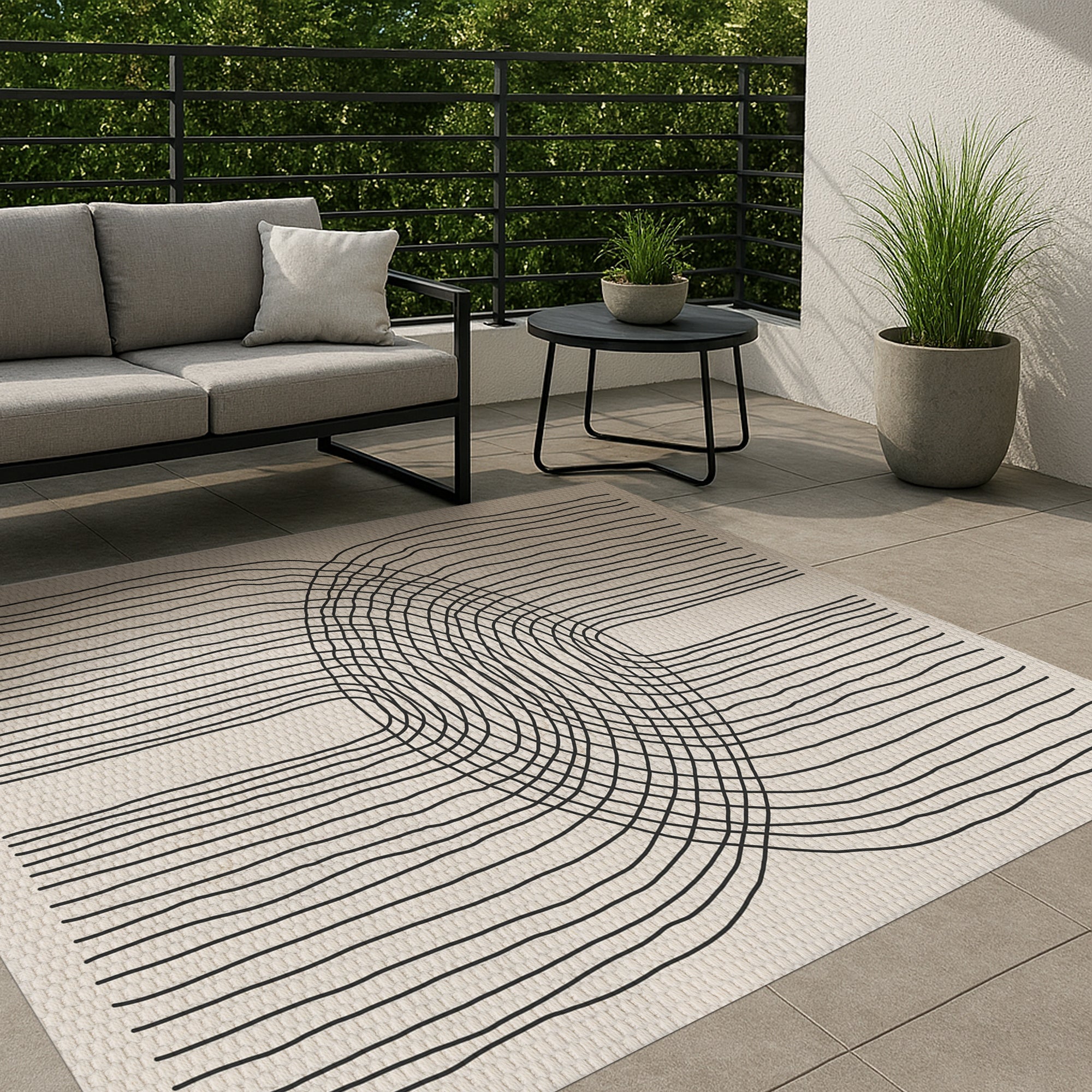 Dywan z PVC do wnętrz i na zewnątrz Conexion 160x230 cm - Winyl drukowany, antypoślizgowy, zmywalny, odporny — na taras i do domu.