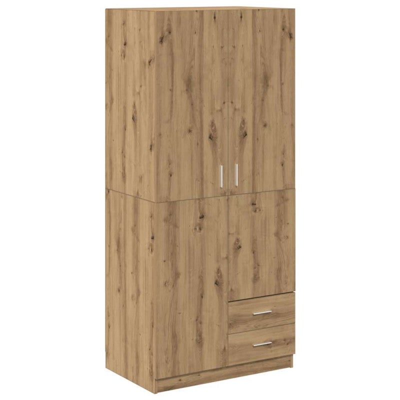 Garde robe chêne artisanal 80x52x180 cm bois d ingénierie - 2