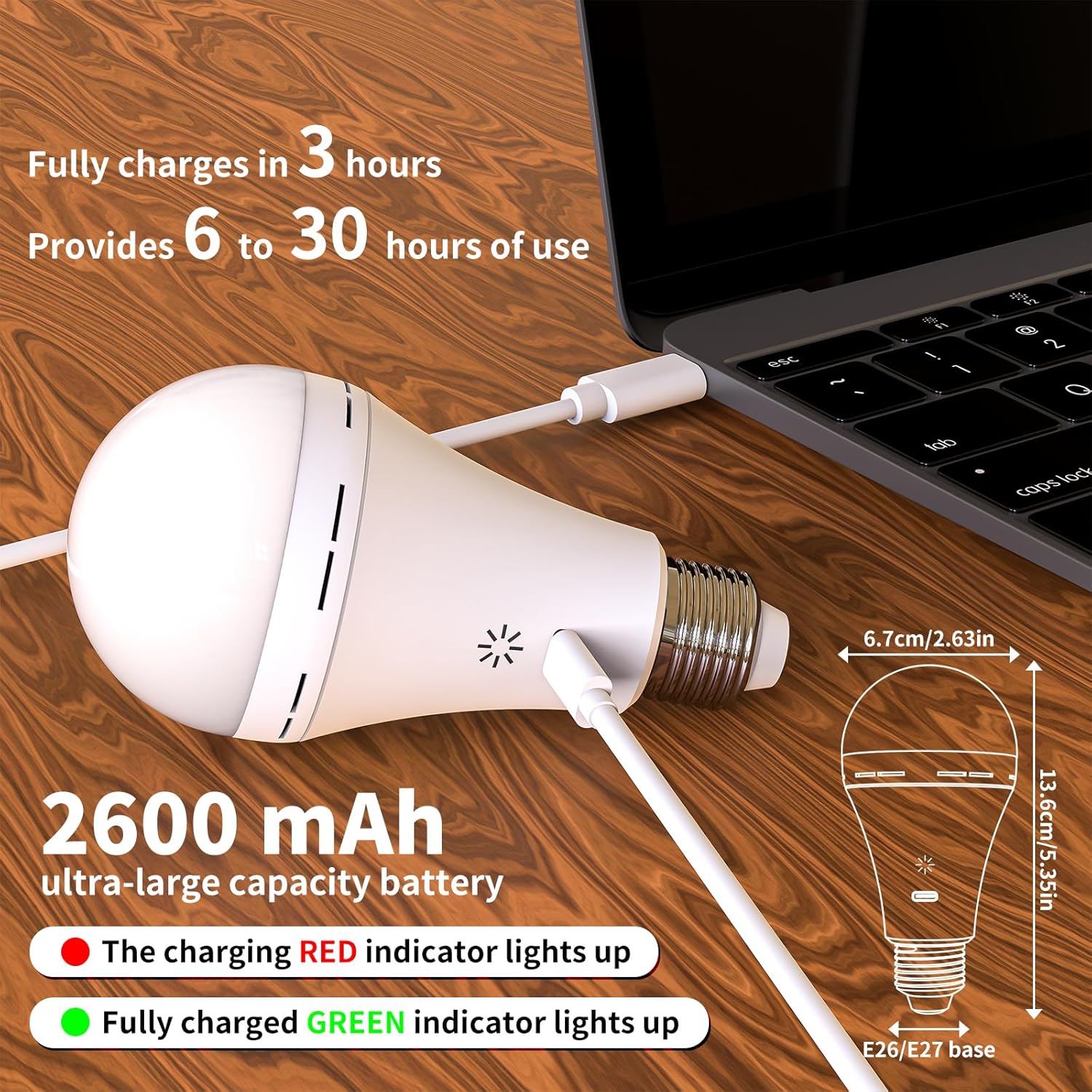 Set di 2 lampadine LED ricaricabili USB con telecomando, 3 temperature di colore, dimmer, E27 7 W, comando tattile e timer | Leroy Merlin