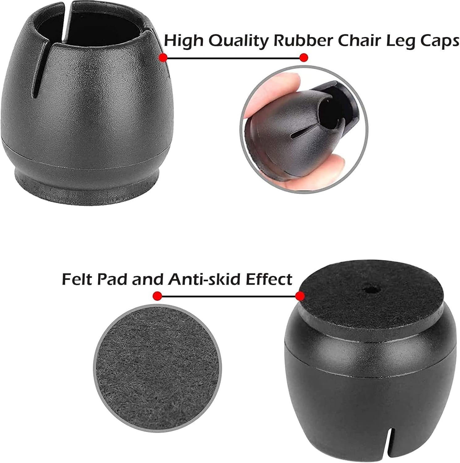 Coprigambe Per Sedie In Feltro E Gomma - 40 Pezzi, Antiscivolo E Antirumore - Foto 4
