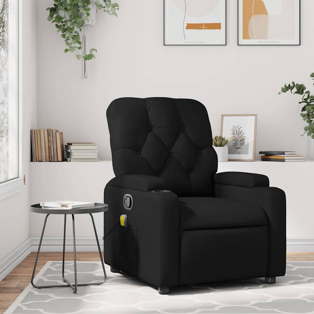 Fauteuil de Salon，Chaise，Fauteuil de massage inclinable noir similicuir - 2