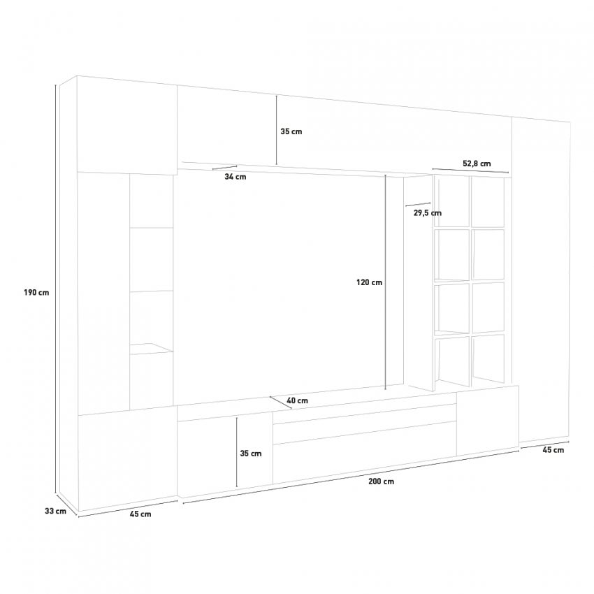 Ensemble de salon équipé meuble TV en bois ardoise colonne Egypte Oban - 5