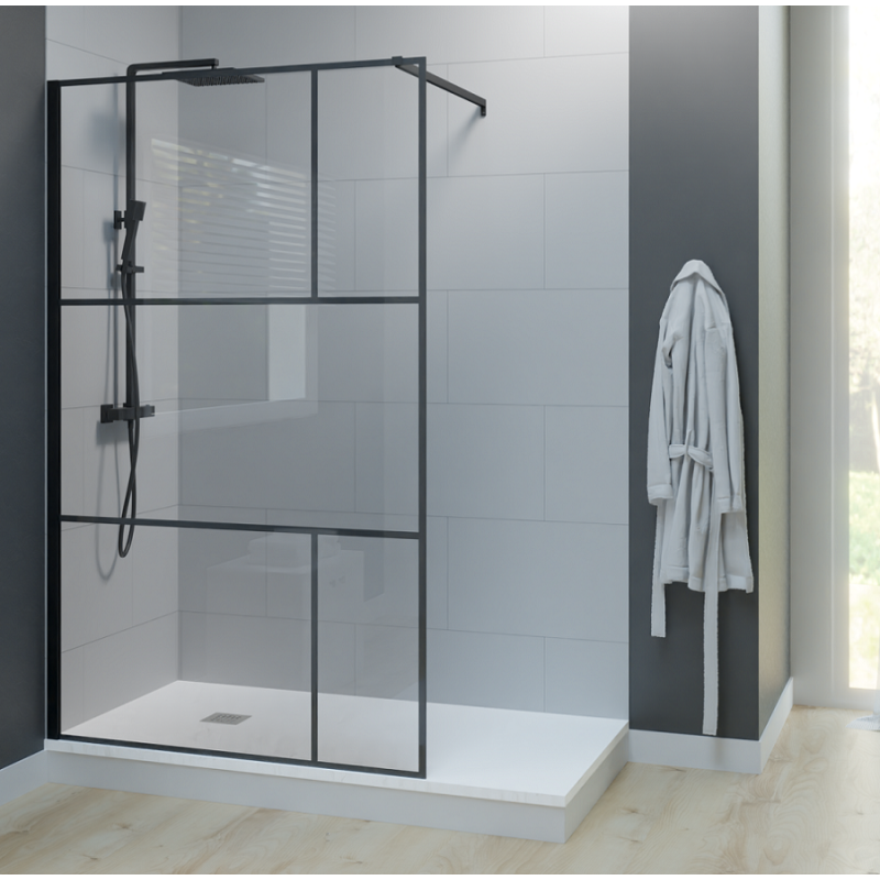 Paroi de douche industrielle noire ATELIA 100 cm - 3
