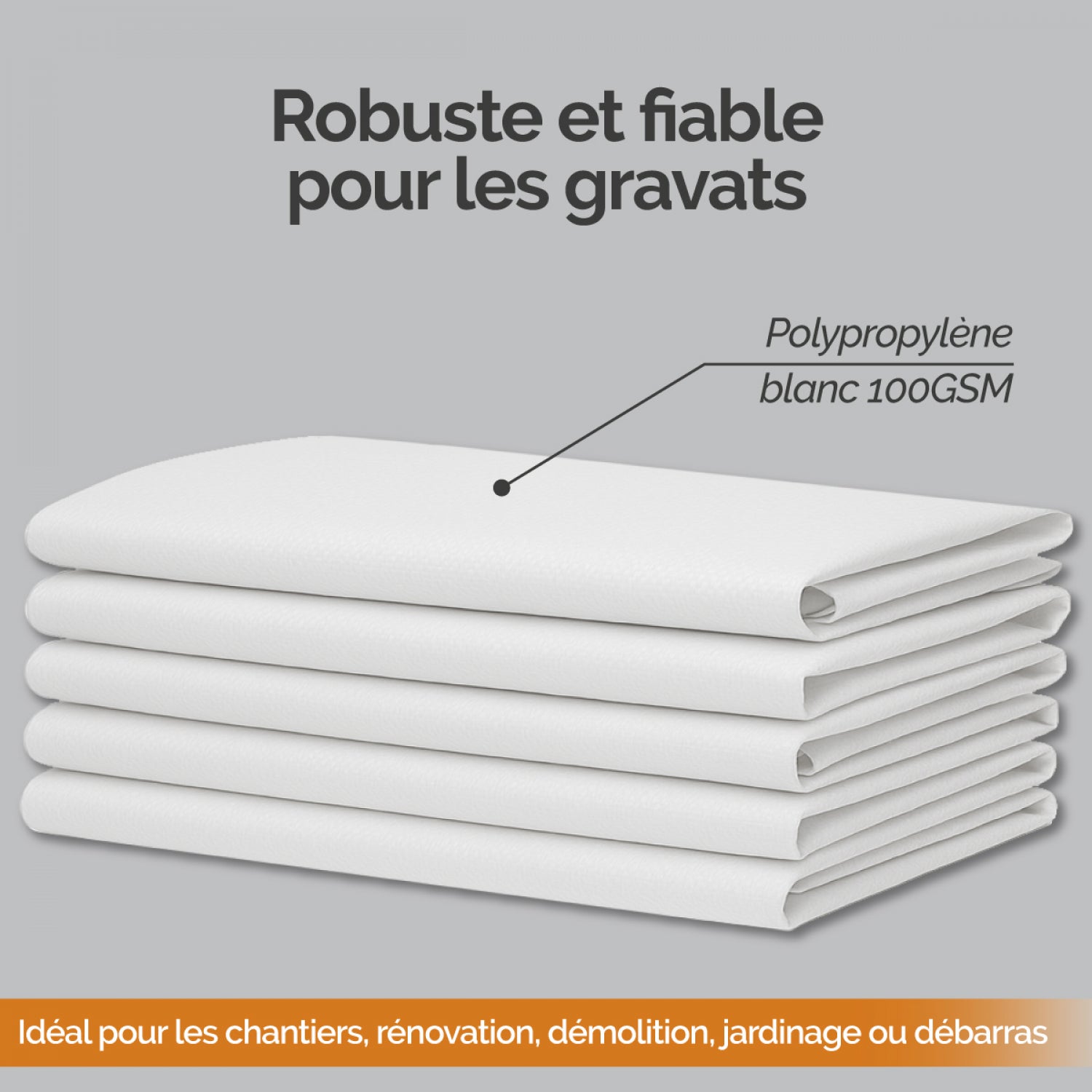 Lot de 10 sacs à gravats réutilisables en polypropylène haute qualité - 55 Kg - Blanc - Linxor - 3