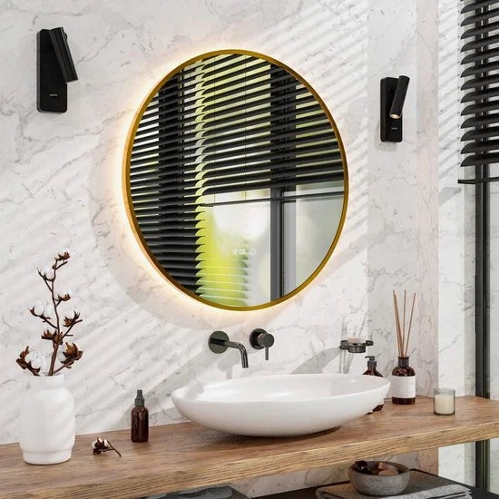 Specchio Da Parete Ovale 80x50 Cm Senza Cornice - ZENIDA - Design Moderno Per Bagno, Soggiorno O Camera Da Letto