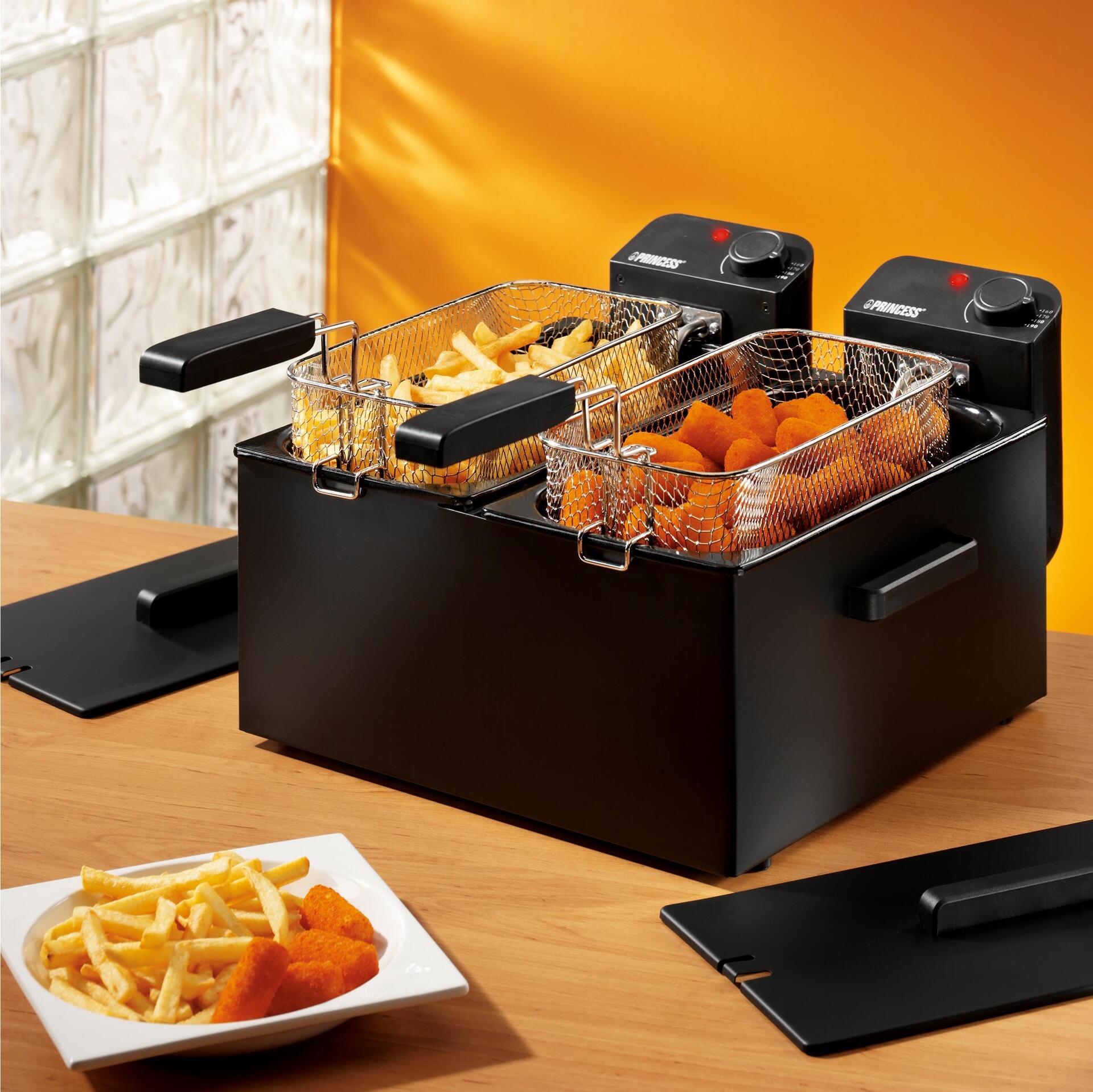 Princess Doppia friggitrice 183028 Black elettrica, 3600 W, Acciaio, Nero
