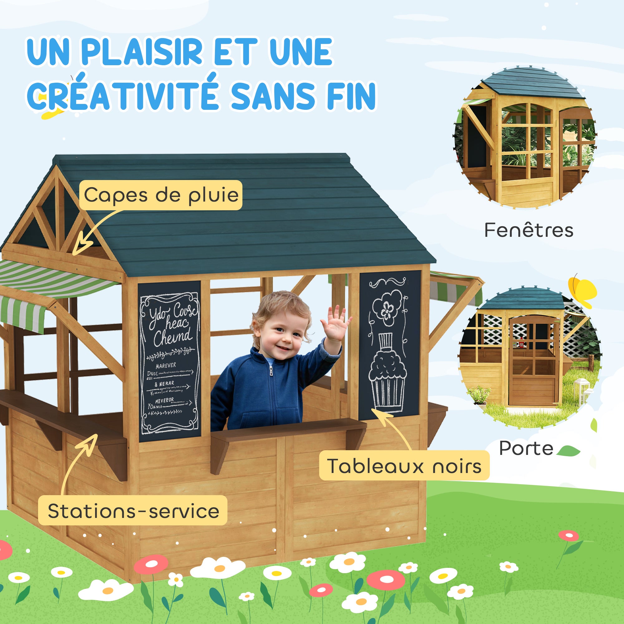 Cabane enfant extérieur Bois de sapin AIYAPLAY - 6