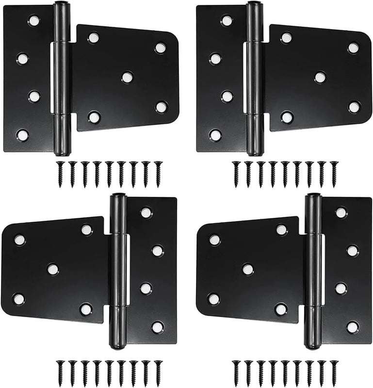 (4 szt.) Zawiasy do drzwi o dużej wytrzymałości, zawiasy do drzwi szafkowych o dużej wytrzymałości, płaskie zawiasy do drzwi, zawiasy ze stali wę