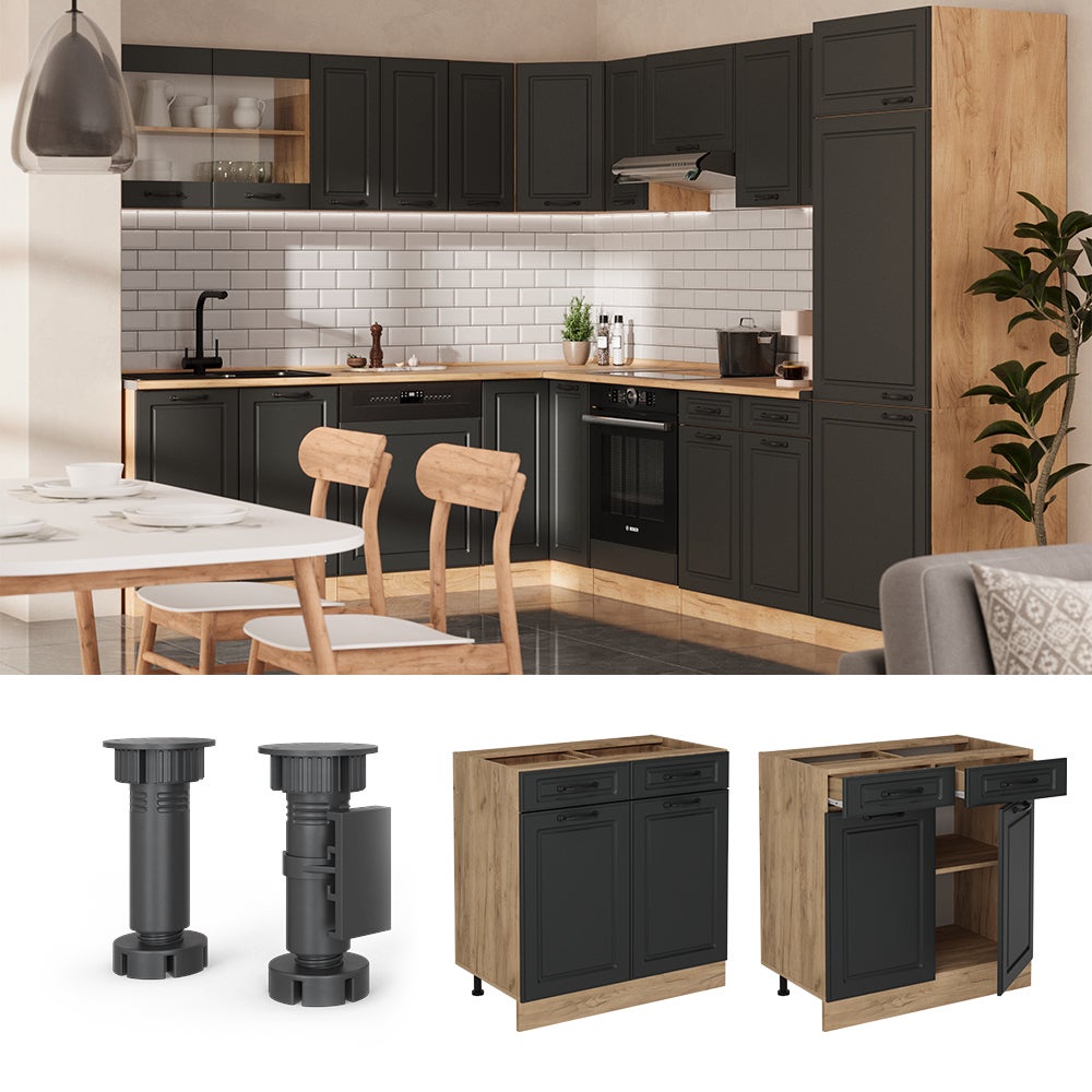 Vicco Meuble cuisine R-Line, Anthracite campagne, 80cm sans PT - 3