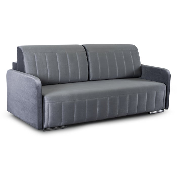 Sofa Kanapa Rozkładana z Funkcją Spania Wersalka Dwuosobowa Szara LUMO