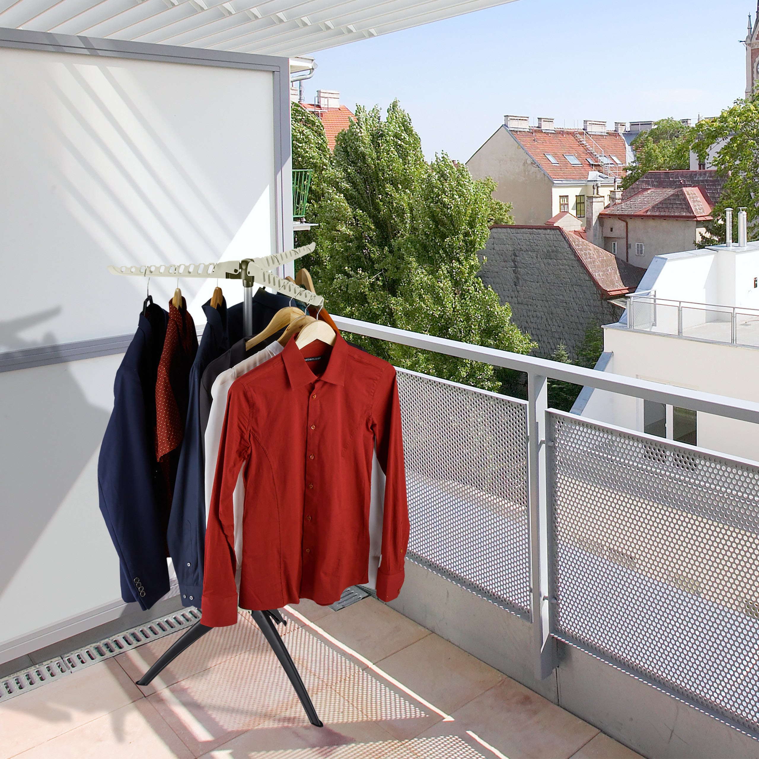 Relaxdays Tendedero Vertical Plegable, para 33 Perchas, Ahorra - Main Image