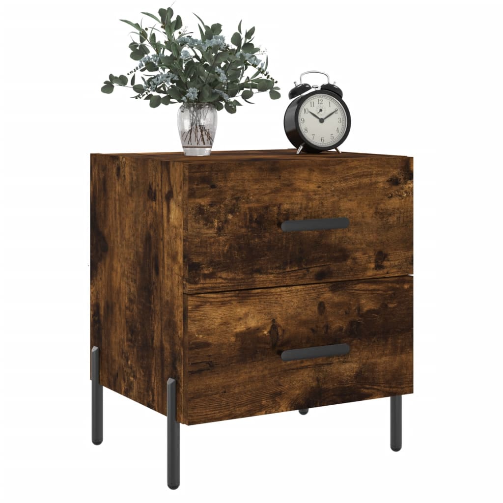 Maison Exclusive - Tables de chevet 2pcs chêne fumé 40x35x47,5cm bois d’ingénierie - 3
